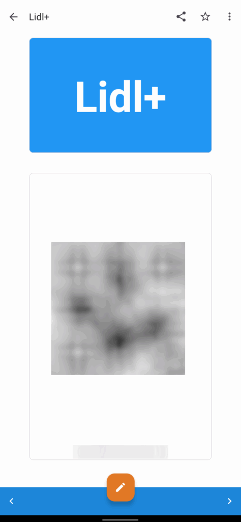 Zrzut ekranu Catima: kod QR jednej z kart