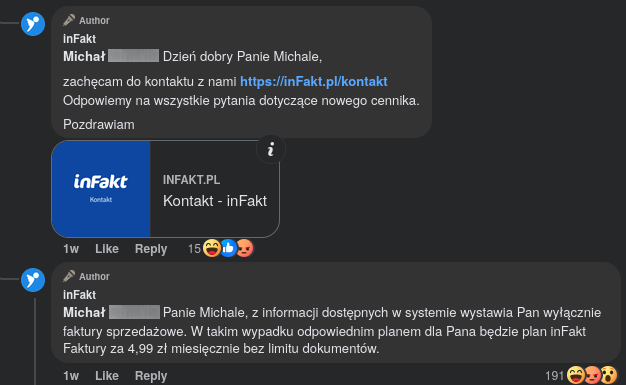 Niewinny komentarz czy wpadka inFaktu?