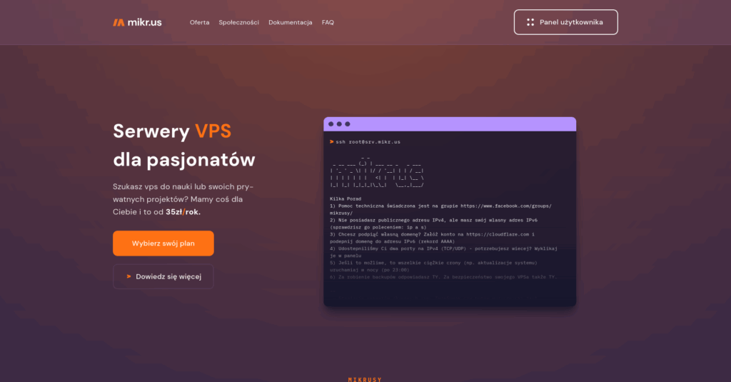 Mikrus, czyli jak przeniosłem się na VPS